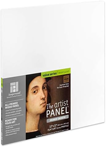 Ampersand Artist Panel Primed Smooth Surface for Painting, Pouring and Mixed-Media, 3/8 Inch Depth, 12x12 Inch (PWP9M1212)