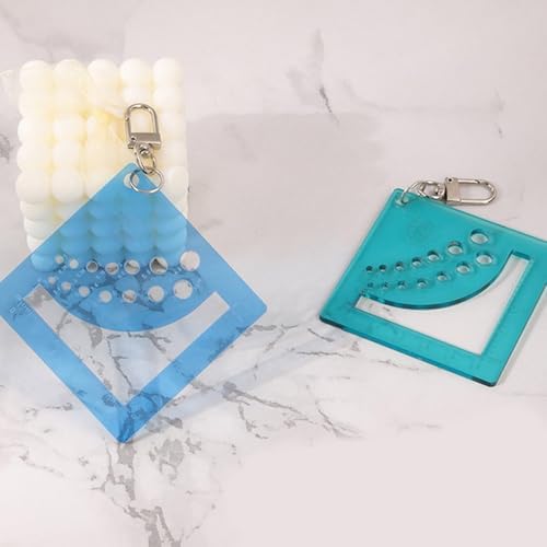Acrylics Knitting Needle Gauge Ruler for Sweater Sewing Craft Knitting Needle Measure Tool with Keychain Carabiner Clip