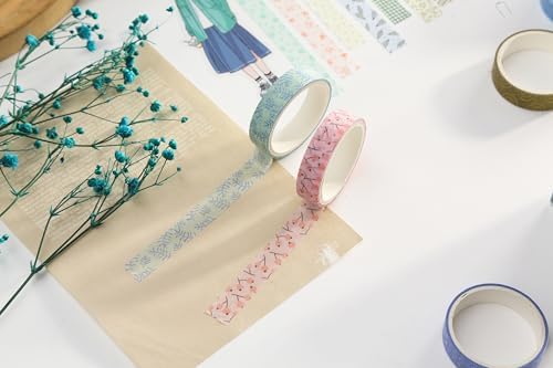 Colorful Pattern Washi Tape Set - 20 Rolls Cute Adhesive Tapes Pastel Arts Decorative Masking Tape Sets for Craft, Kids, Scrapbook, DIY, Gift Wrapping (Sweet Pastel)