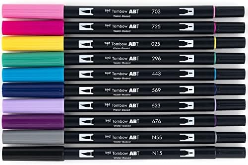 Tombow 56188 Dual Brush Pen Art Markers, Galaxy, 10-Pack. Blendable, Brush and Fine Tip Markers