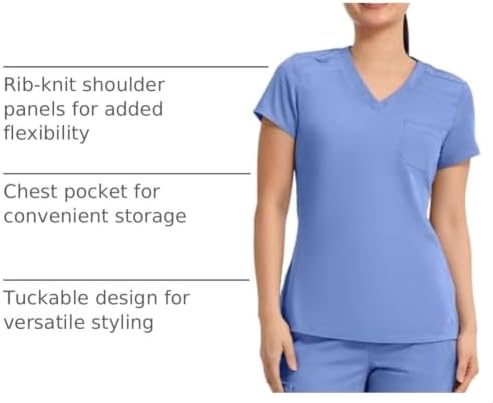 Med Couture Touch Women's Scrub Tops V-Neck Tuck-in Top with 1 Pocket