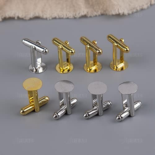 AUEAR, Metal Cufflinks Cuff Button Blank Cabochons Tray Bezel Cufflink Blanks Setting for Jewelry Making DIY Crafts