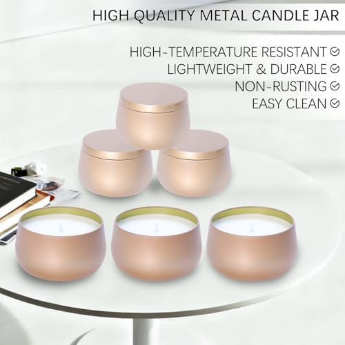 HOMAMAMOON 24 Pack 8oz Dark Glod Candle Tins for Making Candles - Bulk Metal Candle Containers with Lids. Empty Round Candle Jars for DIY & Travel. Shatterproof & Sturdy Vessels for Small Business.