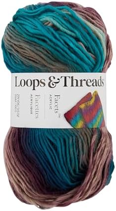 Loops & Threads Facets Yarn - Yarn for Knitting, Crochet, Weaving, and Arts & Crafts - Dark Ocean, Acrylic, 3.5 oz