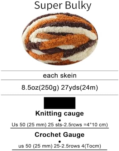 Chunky Yarn for Hand Knitting, No7 Thick Yarn, 250Grams 32Yards, Pack of 4, Perfect for Knitters and Crafters (Cappuccino)