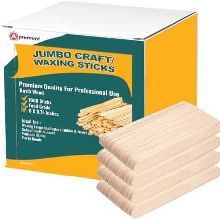 Apremont 1000 Pieces Large Jumbo Wooden Craft Sticks (6" x 3/4"), Premium Natural Organic Wood for Waxing, Craft Project, Tongue Depressor, Popsicle, Ice Cream Stick,Woodcraft, Paint Stirrer and Art