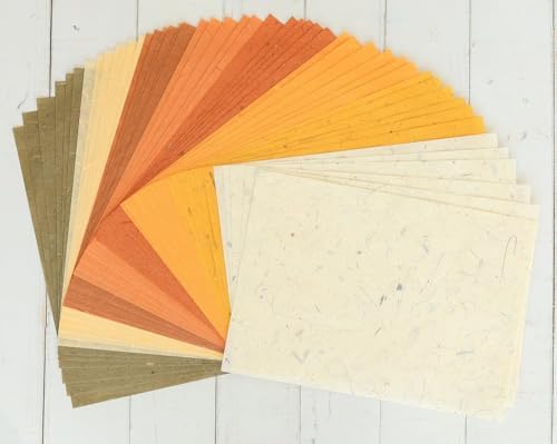 A5 50 Sheets Natural Fiber Mulberry Tree,Banan Bark Mulberry paper Sheets Square Origami, Arts Folding Craft, Decoration, Paper for DIY Crafts. 8.3" x 5.8" (Brown Tone, A5)
