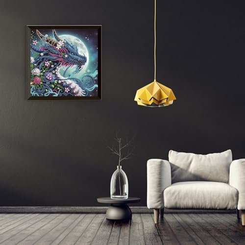 Bloomthread Diamond Painting Kits for Adults – Partial Drill Dragon Diamond Art Painting Kits for Holiday Gifts and Home Decor 12x12 Inches (Dragon)
