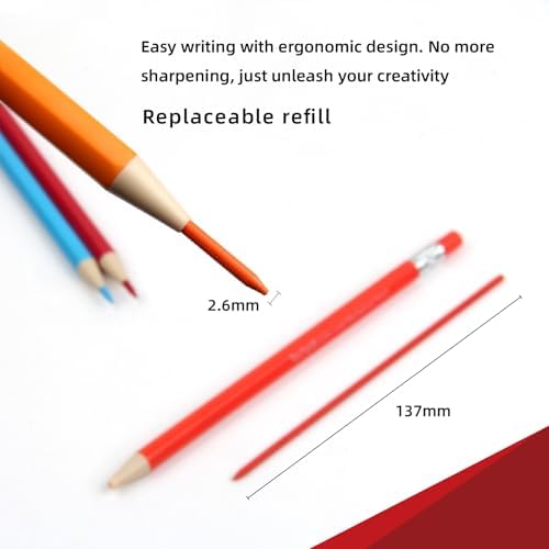 Mechanical Colored Pencils 2.6mm 36 Colors with Coded Refills (72PCS)