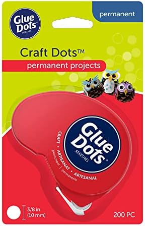 Glue Dots, Craft Dots Dot N' Go Dispenser, Double-Sided, 3/8", .38 Inch, 200 Dots, DIY Craft Glue Tape, Sticky Adhesive Glue Points, Liquid Hot Glue Alternative, Clear