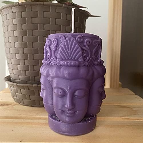 Four-Face Buddha Design Silicone Candle Mold 3D Buddha Candle Mould Decorating Silicone Molds for Resin Epoxy Gypsum Crafts Making