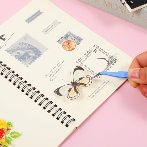 2 Pcs Sticker Tweezers, Craft Tweezers Scrapbooking Tools Precision Tweezer Blue Cute Crafting Tweezer for Stickers Lashes Electronics Scrapbooking (Blue)