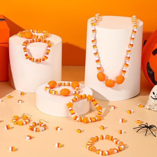 300Pcs Halloween Candy Corn Clay Beads for Jewelry Making