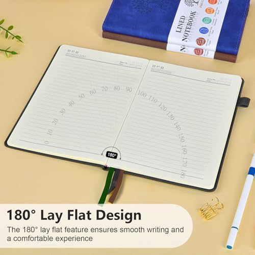 Lined Notebook 5.9"x8.5", Hardcover Leather Journal for Women Men,160 Pages | Medium Size 100 Gsm Writing Journal, Leather Journaling Notebooks for Work School Business Travel Note taking & Daily Diary