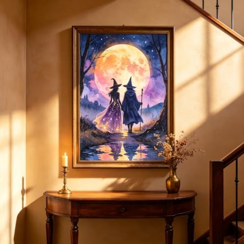 5D Halloween Diamond Painting Kits for Adults, Witch Diamond Art Kit