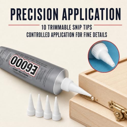 E6000 3.7 Ounce (109.4mL) Tube Industrial Strength Adhesive for Crafting, 10 Snip Tip Applicator Tips and Pixiss Art Dotting Stylus Pens 5 pcs Set