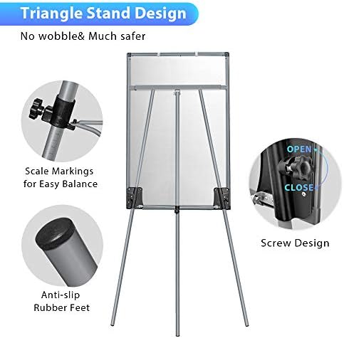 Maxtek Easel Whiteboard 36 x 24, Stand Tripod with Height Adjustable, Gray