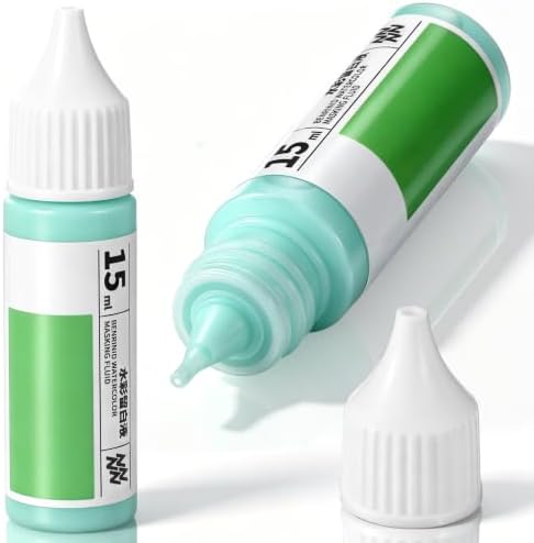 Feifeiya 2 Pcs Masking Fluid for Watercolor Painting, 15ml Capacity, Green