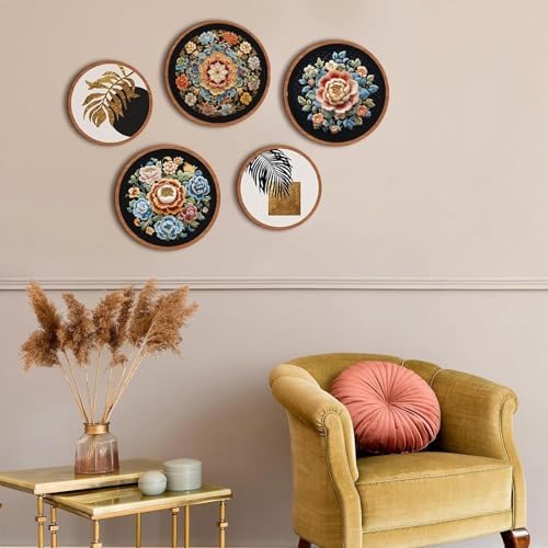 FONNUY Floral Embroidery Kit, Cross Stitch Kits for Beginners, Handmade Crafts with Printed Patterns for Beginner Adults, Easy to Follow Color Thread Needlework, 8'' Hoop (Full Bloom)