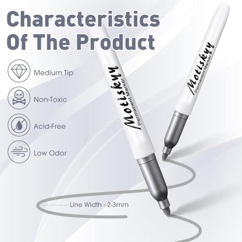 Motiskyy 72 Pcs Metallic Permanent Markers Bulk, Silver