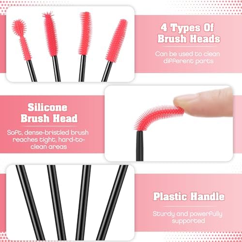 20 Pcs Sewing Machine Cleaning Brushes Reusable Silicone Cleaner,Black, Bright Pink