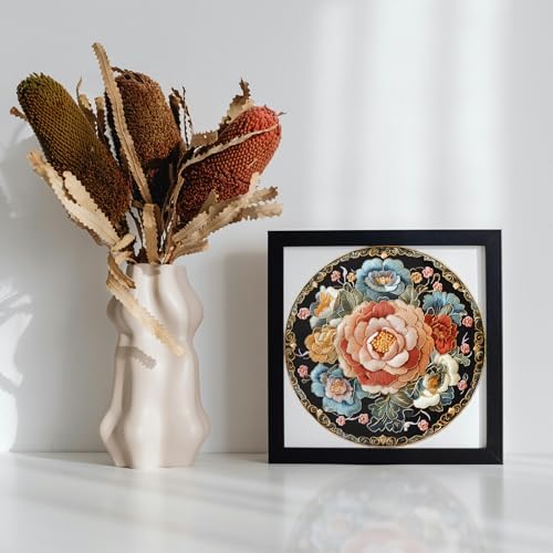 FONNUY Floral Embroidery Kit, Cross Stitch Kits for Beginners, Handmade Crafts with Printed Patterns for Beginner Adults, Easy to Follow Color Thread Needlework, 8'' Hoop (Vibrant Flowers)