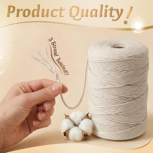 SMART&CASUAL 700 Feet 100% Cotton Butcher Twine String 2mm Food-Grade Cooking Twine for Kitchen Roasting Turkey Sausage Meat Prep Baking Crafts Crocheting Gift Wrapping Gardening