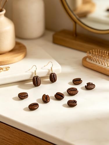 2 Pieces Coffee Bean Silicone Mold, 15-Cavity Food Shape Candle Molds for Chocolate, Resin, Soap | Mini Coffee Beans Fondant Molds for Baking Baby Shower & Birthday Party DIY Crafts‌