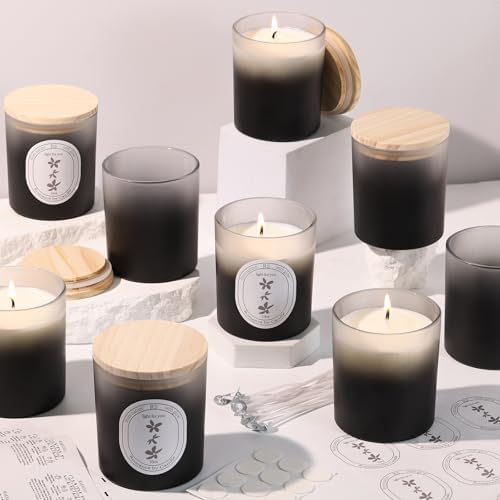 REISEN 12 Pcs 10oz Gradient Black Candle Jars for Candle Making Kit