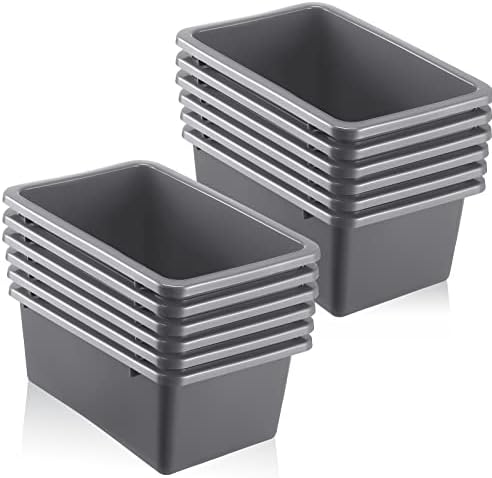 Tuanse 12 Pack Small Cubby Bins Plastic Storage Container for Toy,Gray