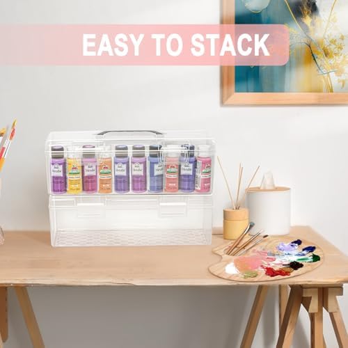 Vowcarol Acrylic Paint Storage Box, 30 Bottles Capacity Acrylic Paint Organizer for 2 fl. oz Bottles, Craft Organizer