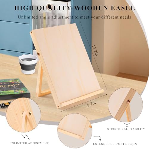 LEYEDZ Acrylic Paint Set for Kids & Adults,Art Supplies Kit with Canvas | 24 Acrylic Paints,8 Brushes,5 Canvas Panels,Palette,Cup & Towel,Foldable Adjustable Table Easel for School Travel