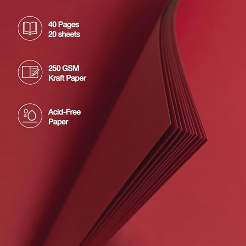 potricher 12 x 12 Inch Large DIY Scrapbook Photo Album 40 Pages, Red | Thick Kraft Paper Scrap Book Photo Albums, Memory Book for Wedding, Anniversary, Baby, Family, Travel, DIY Projects