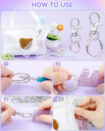 FIVEIZERO 60PCS Keychain Clips and Key Rings Kit, Swivel Snap Hooks for DIY