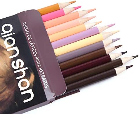 12Skin Tone Colored Pencils Oil Based,Pre-sharpened Wooden Color Pencil Set