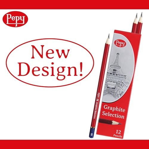 Pepy Graphite Professional Drawing Pencils - Set of 12 F Pre-Sharpened Black Lead Pencils; Perfect for Drawing, Sketching and Shading, Graphic and Fine Art