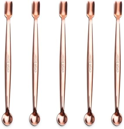 Briartw 5 Pcs Stainless Steel Craft Spoon | Mess-Free Crafting with Dual-Shaped Spoons for Glitter, Embossing Powders, Sequins & Small Embellishments | Rose Gold | 6.7inch Length