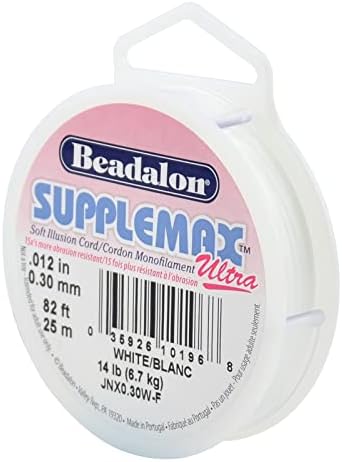 Beadalon SuppleMax Beading Thread - White, .30mm / .012in - 25m / 82ft