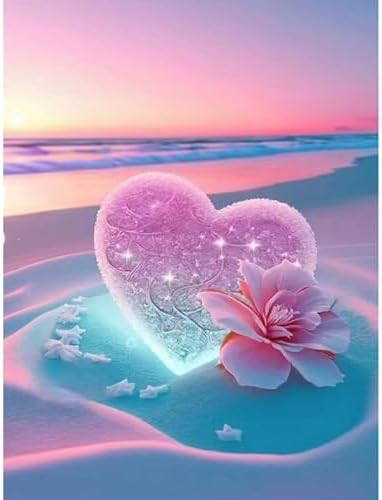 ajepon Beach Diamond Painting Kits for Adults-Diamond Art Kits for Love Heart,Gem Art Kits Beaches for Adults for Gift Home Wall Decor(16x12inch), G3828-US