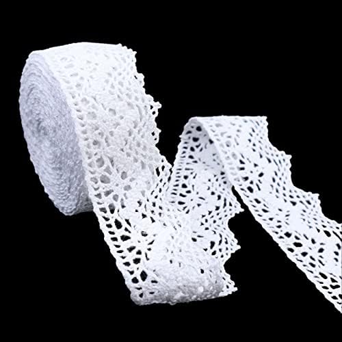 White Lace Ribbon 10 Yards Crochet Lace Trim Cotton Sewing for Crafts, Gift Package Wrapping, Bridal Wedding Decoration, Scrapbooking Supplies