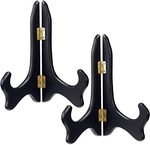 Tatuo 2 Packs Wooden Plate Stands for Display Easel Holders, 10 Inch, Black