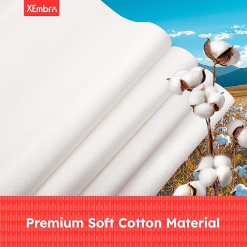 12 PCS White Embroidery Fabric, Pre-Cut Natural Cotton Embroidery Cloth for Embroidery Needlework Garment Craft (9.8 x 9.8 Inch)