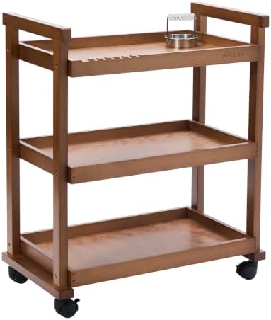 MEEDEN Rolling Art Supply Cart: Solid Beech Wood 3-Tier Storage Trolley