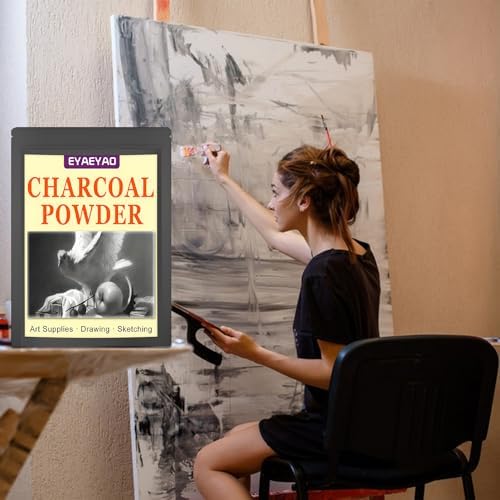 Premium Charcoal Powder for Drawing and Art, Drawing Charcoal for Sketching, Shading, Blending with Beginners & Pro Artists (8 Ounces)