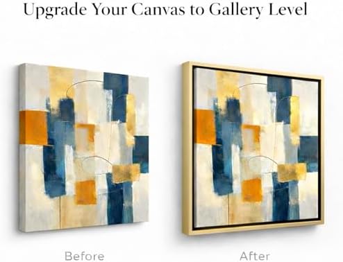 Canvas Floater Frame for 1 to 1.25 Inch Deep Gallery Wrapped Canvas, Modern Wood Grain Textured Floating Frame for Finished Oil Paintings & Wall Art, Durable Lightweight Polyresin, Made in USA (Champagne Gold,18 x 20 Inch)