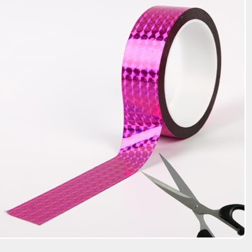 Self-Adhesive Holographic Reflective Tape Prism Tape Holographic Reflective Tape for Keep Birds Away, Craft Projects, DIY Art, Home, Daily Use (Pink, 1 Inch x 55 Yard)