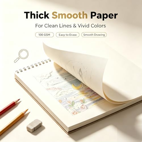 EOREA Blue Cover Cute Spiral Sketchbook 8x11.5 Drawing Pad