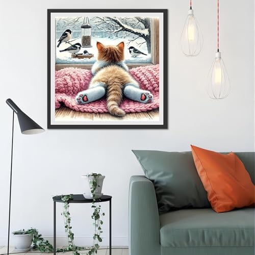 JAKI Cat Diamond Painting Kits for Adults Beginners 14x14inch