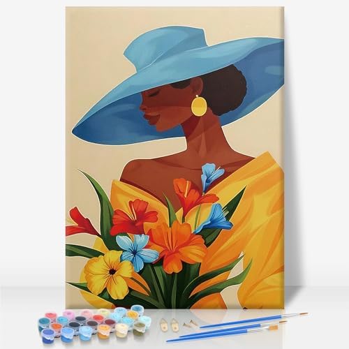 Framed Paint by Numbers Kit for Adults Beginners – Elegant Black Woman