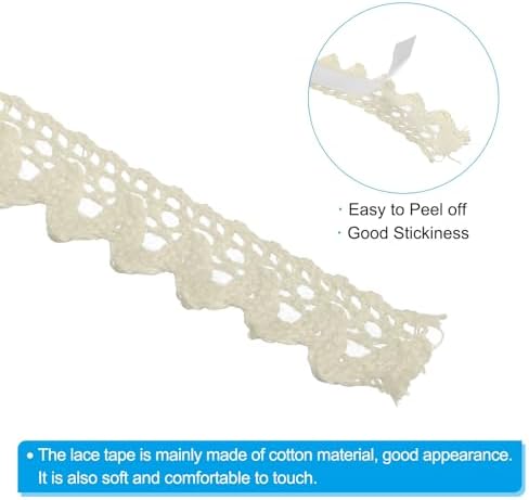 PATIKIL 0.6" Wide 2 Yards Self-Adhesive Lace Tape Lace Ribbon, 3 Pack Cotton Washi Trim Stickers Masking for Craft DIY Card Making, Beige/White/Black
